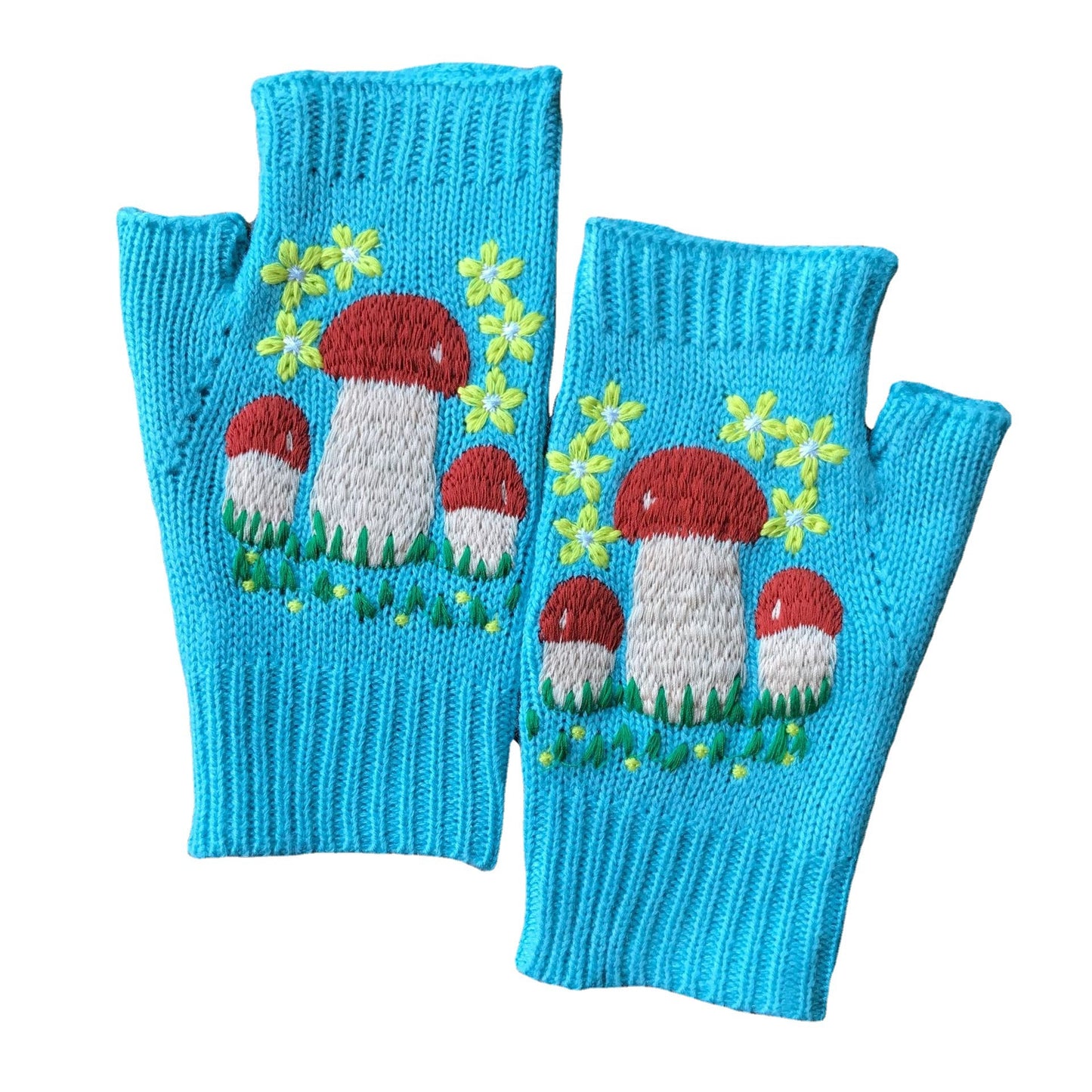 Women's Warm Knitted Mushroom Gloves