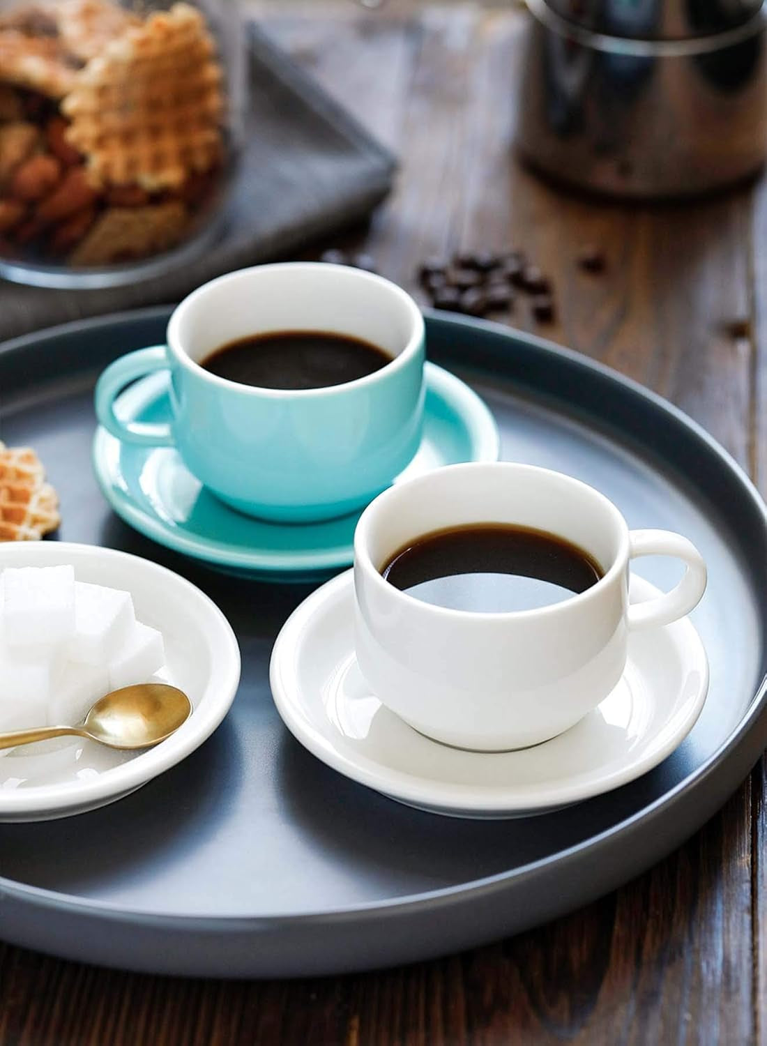 Espresso Cups with Saucers – 4oz Set of 6