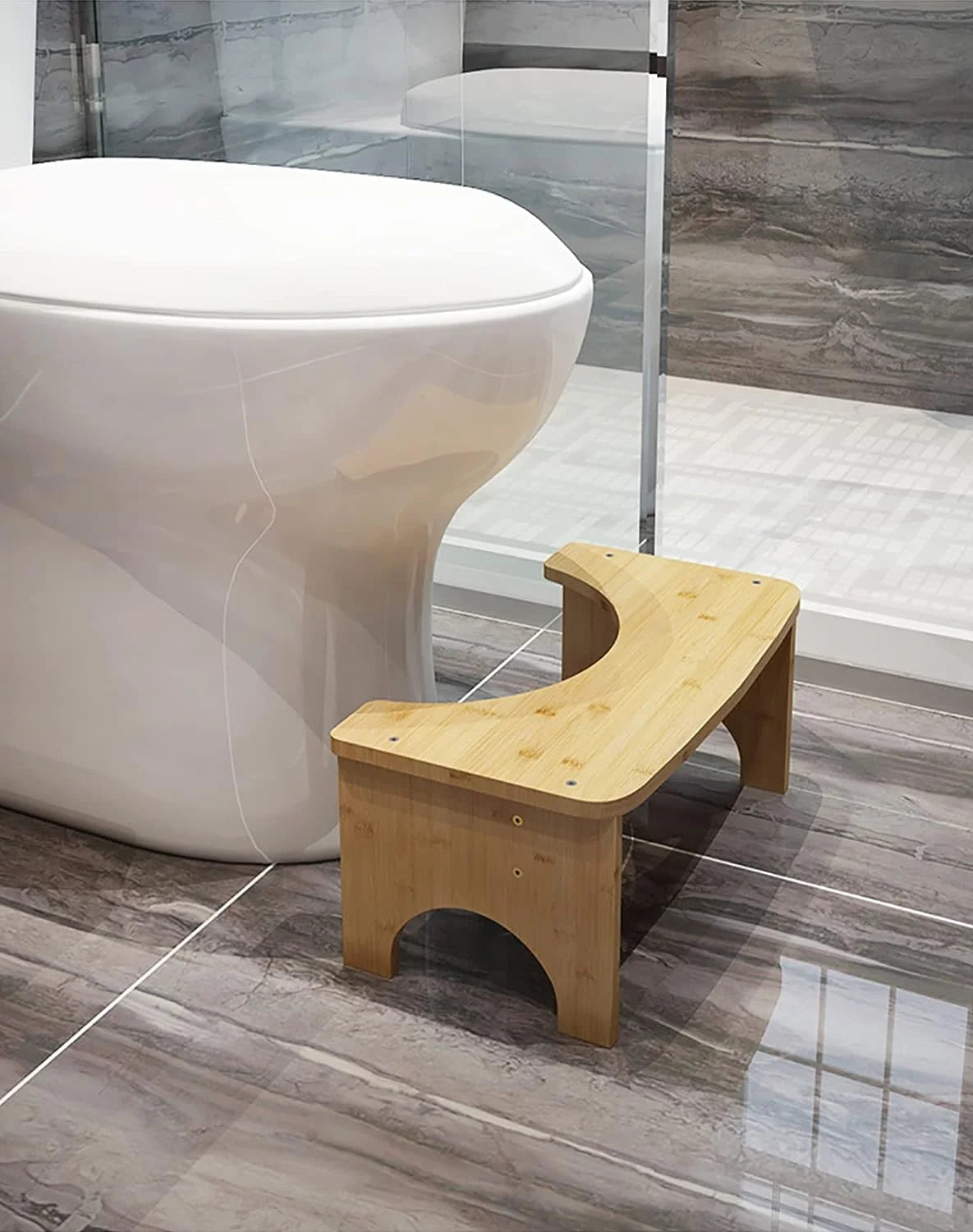 Toilet Stool for Adults, 6.5" Poop Stool, Bathroom Toilet Potty Stool with Non-Slip Mat for Adults Children Imple Design Healthy Portable Adult Toilet Poop Stool(Wood)