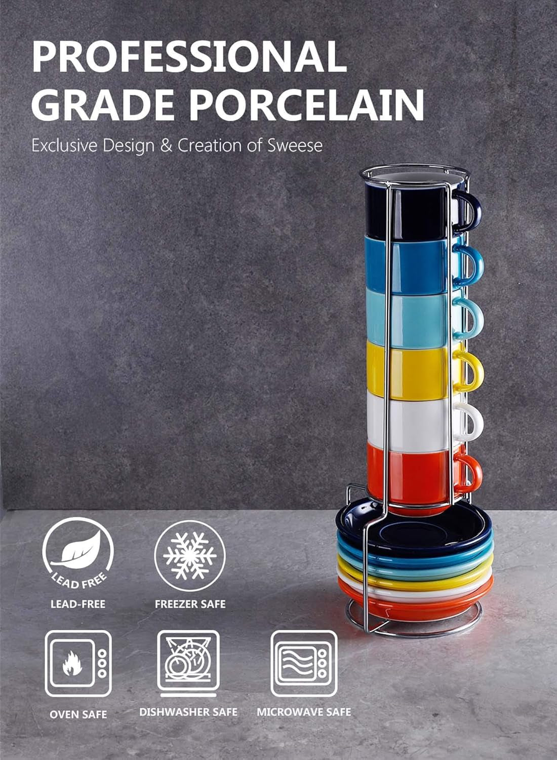 Espresso Cups with Saucers – 4oz Set of 6