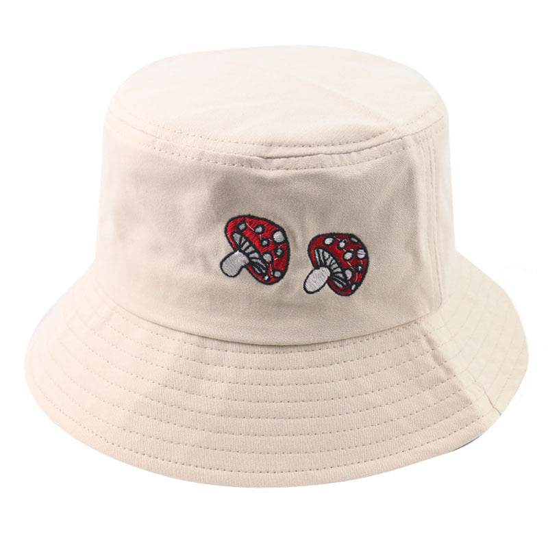 Mushroom Embroidery Sun Protection Fisherman Hat