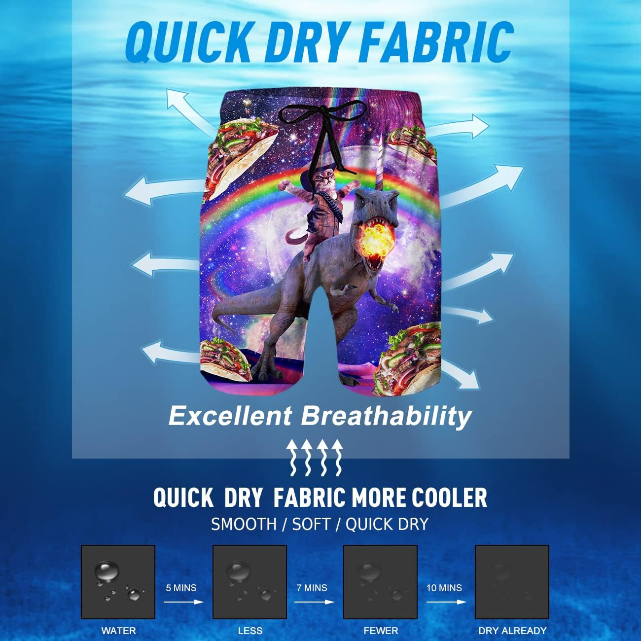 Men Swim Trunks Drawstring Elastic Waist Quick Dry Beach Shorts with Mesh Lining Swimwear Bathing Suits