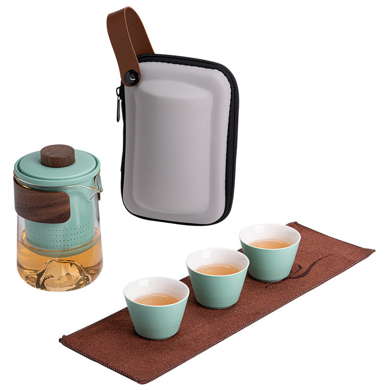 Portable Storage Travel Tea Set Small Set Simple Kung Fu Tea Set Brewing Tea Cups Outdoor Portable Guanshan Quick Cup