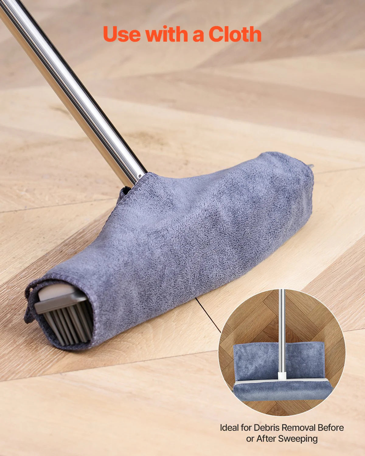 Pet Hair Removal Broom 58.46 in Adjustable Long Handle Pet Hair Rubber Broom