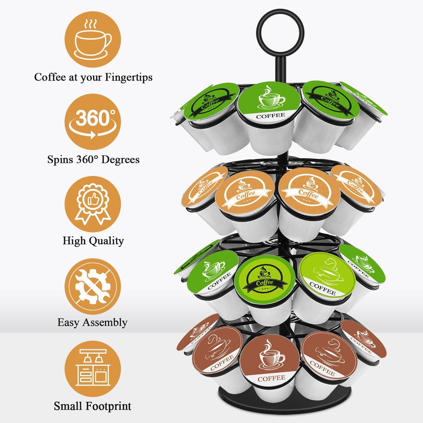 Coffee Pod Holder – 36 Pod Carousel Organizer