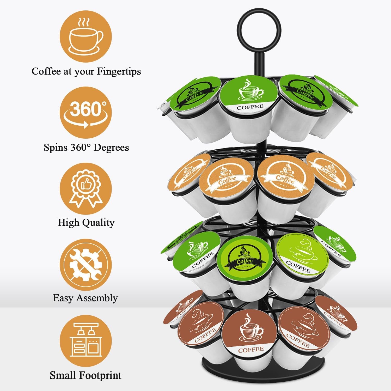 Coffee Pod Holder – 36 Pod Carousel Organizer