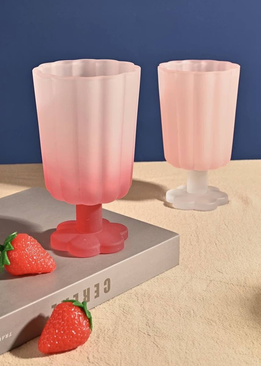 Hand Blown Petal Goblets - Cute Whimsical Colored Wine Glasses