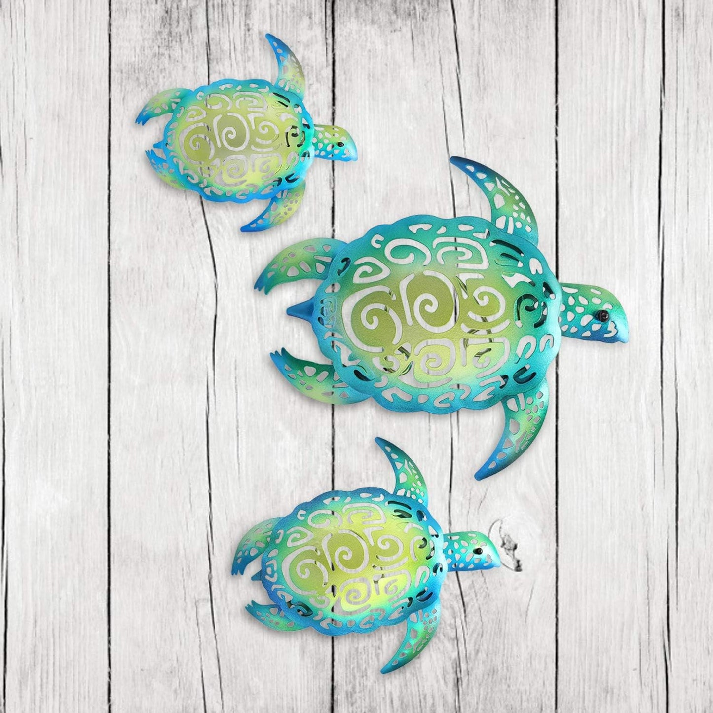 Metal Sea Turtle Decor – Set of 3 Coastal Wall Art