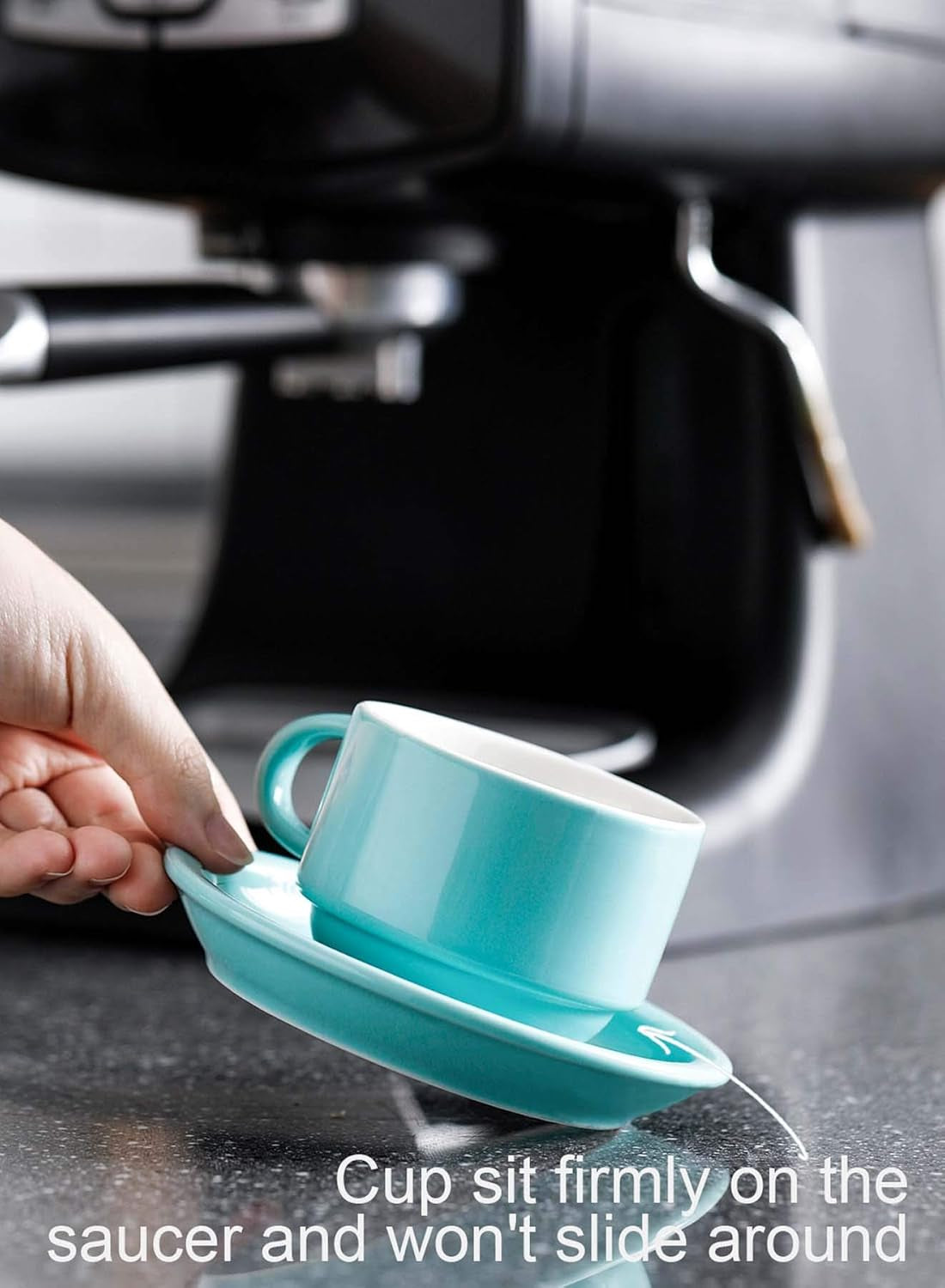 Espresso Cups with Saucers – 4oz Set of 6