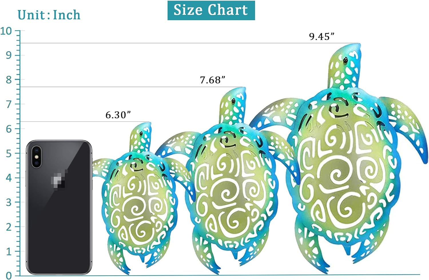 Metal Sea Turtle Decor – Set of 3 Coastal Wall Art