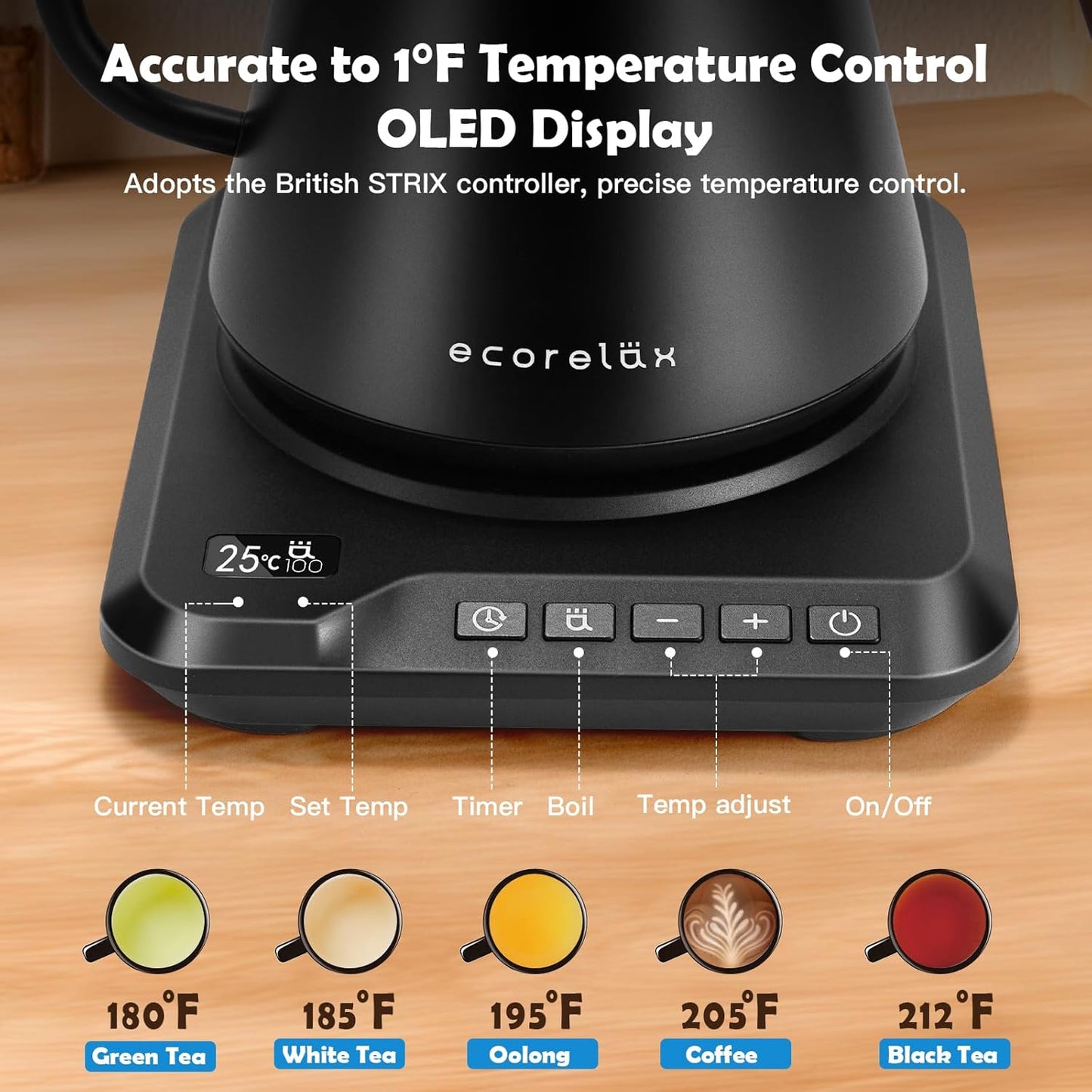 Gooseneck Electric Kettle – Matte White Stainless Steel