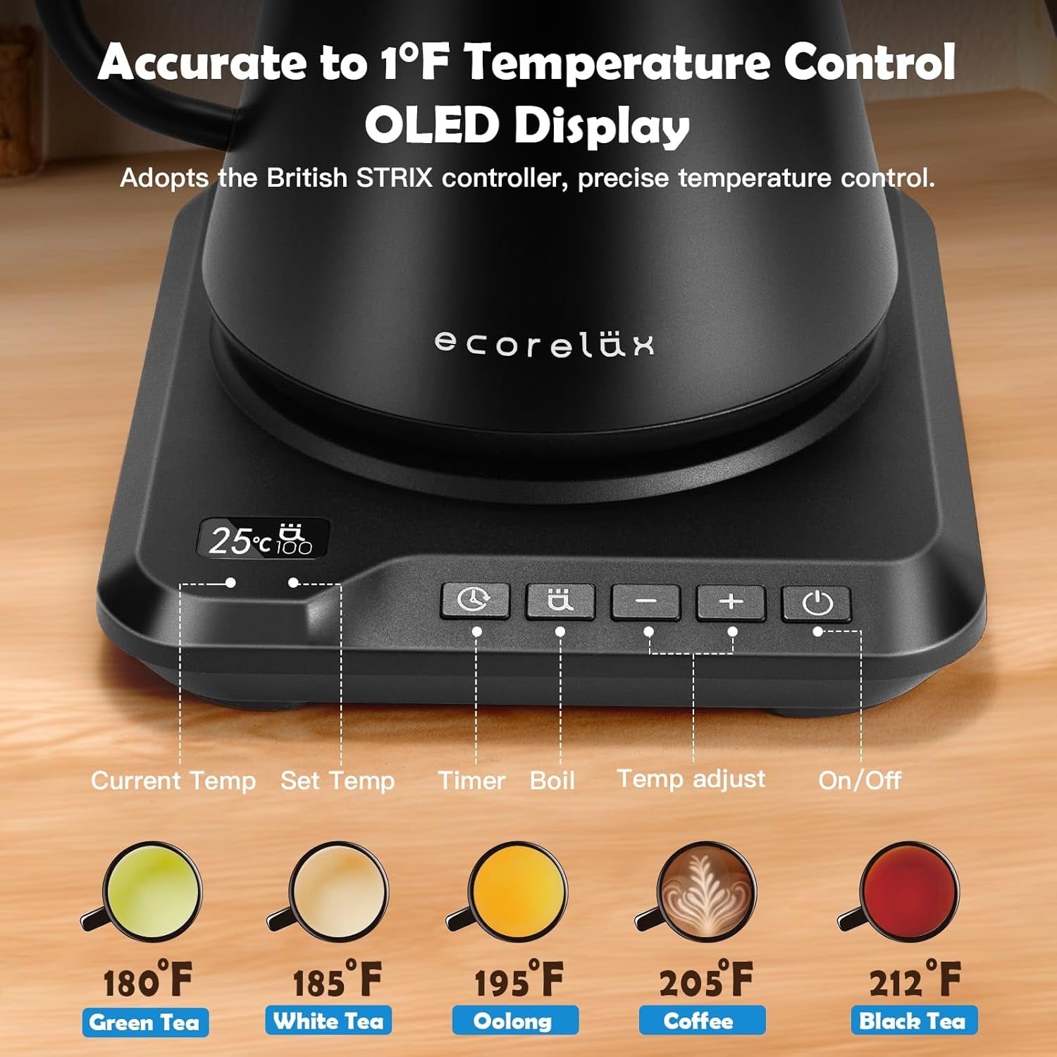 Gooseneck Electric Kettle – Matte White Stainless Steel