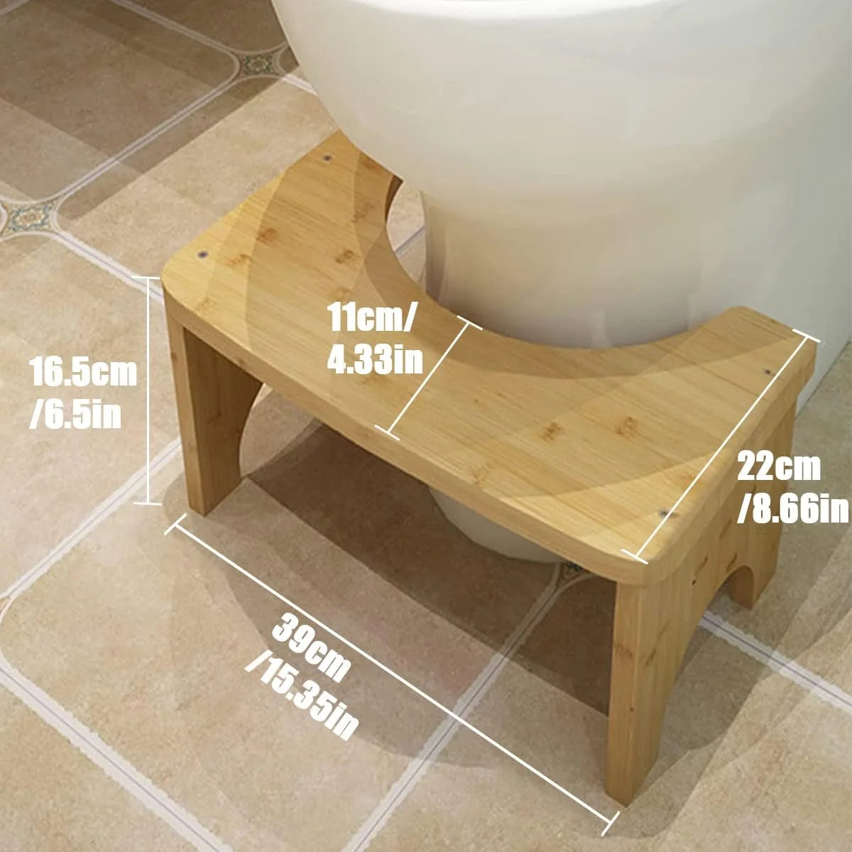 Toilet Stool for Adults, 6.5" Poop Stool, Bathroom Toilet Potty Stool with Non-Slip Mat for Adults Children Imple Design Healthy Portable Adult Toilet Poop Stool(Wood)