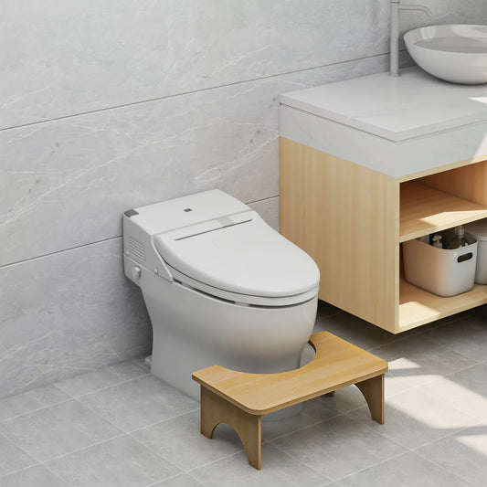 Toilet Stool for Adults, 6.5" Poop Stool, Bathroom Toilet Potty Stool with Non-Slip Mat for Adults Children Imple Design Healthy Portable Adult Toilet Poop Stool(Wood)