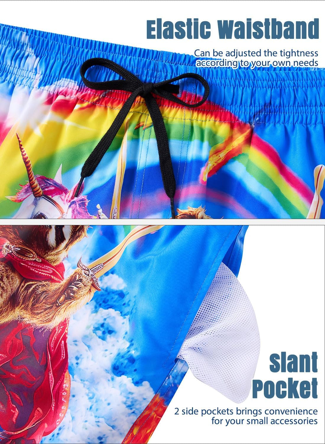 Men Swim Trunks Drawstring Elastic Waist Quick Dry Beach Shorts with Mesh Lining Swimwear Bathing Suits