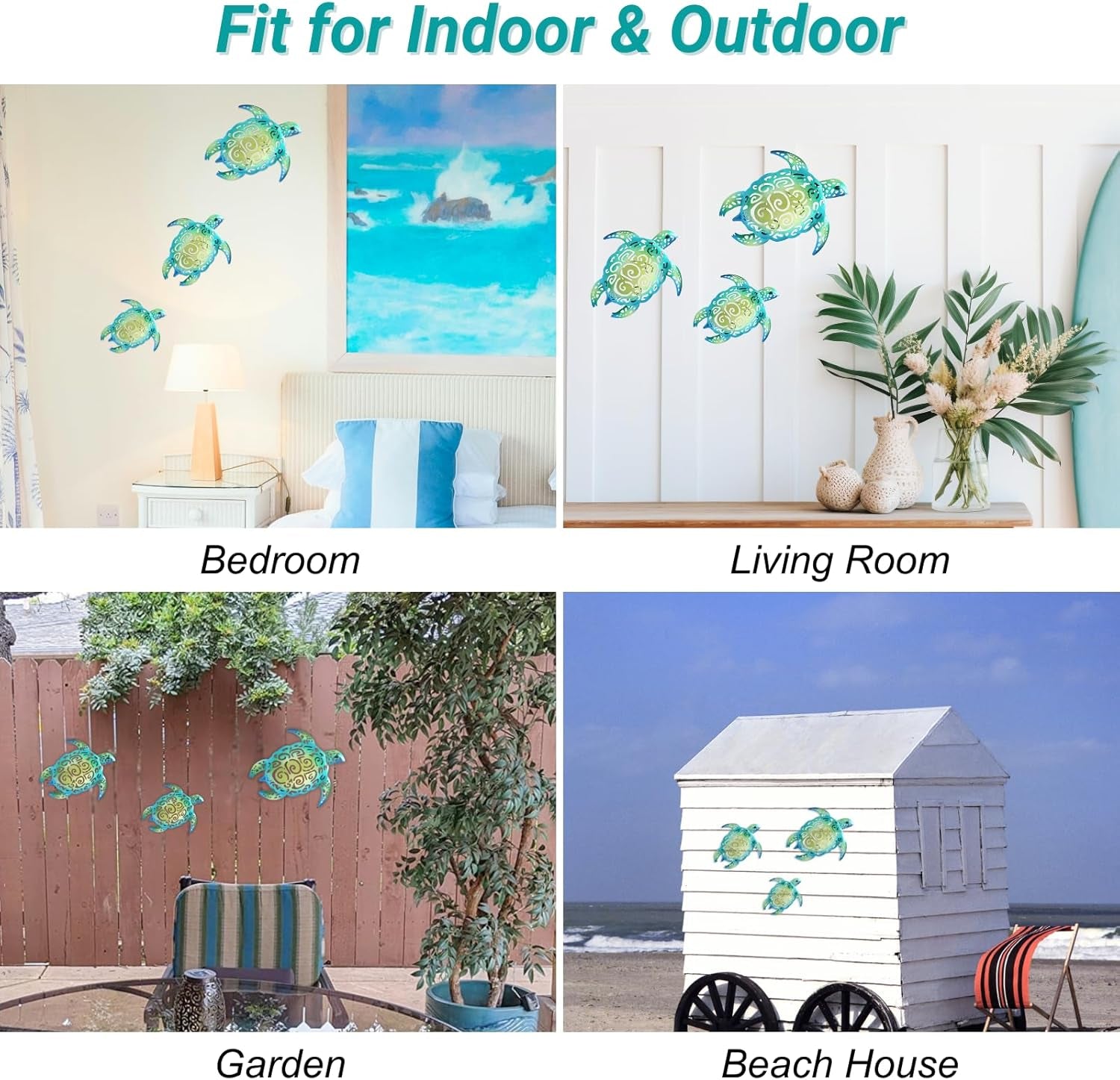 Metal Sea Turtle Decor – Set of 3 Coastal Wall Art