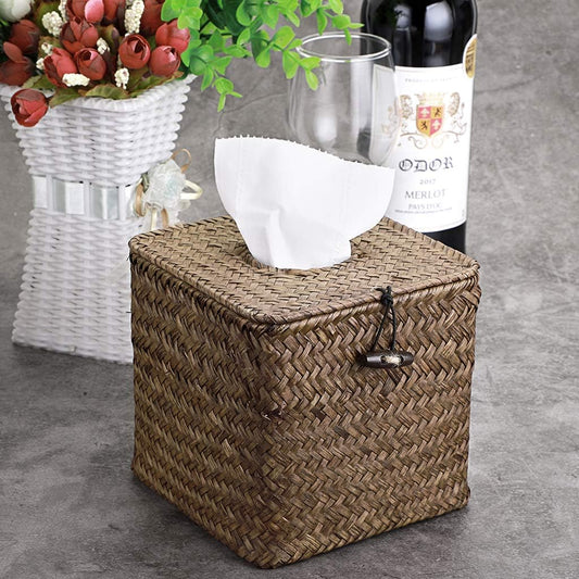 Tissue Box Cover – Square Seagrass Rustic Style