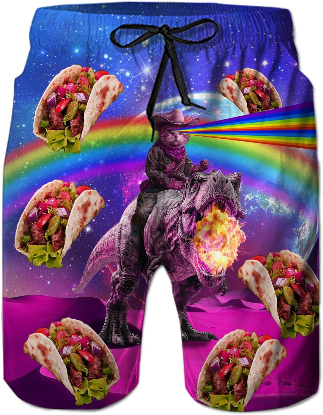 Men Swim Trunks Drawstring Elastic Waist Quick Dry Beach Shorts with Mesh Lining Swimwear Bathing Suits