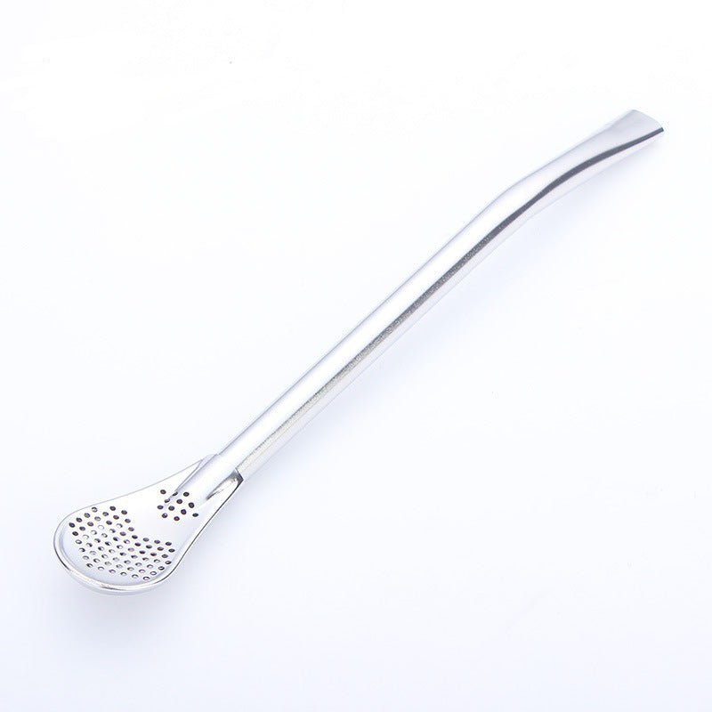 Stainless Steel Straw 304 Coffee Milk Tea Filter Stirrer Spoon Yerba Mate Tea Spoon