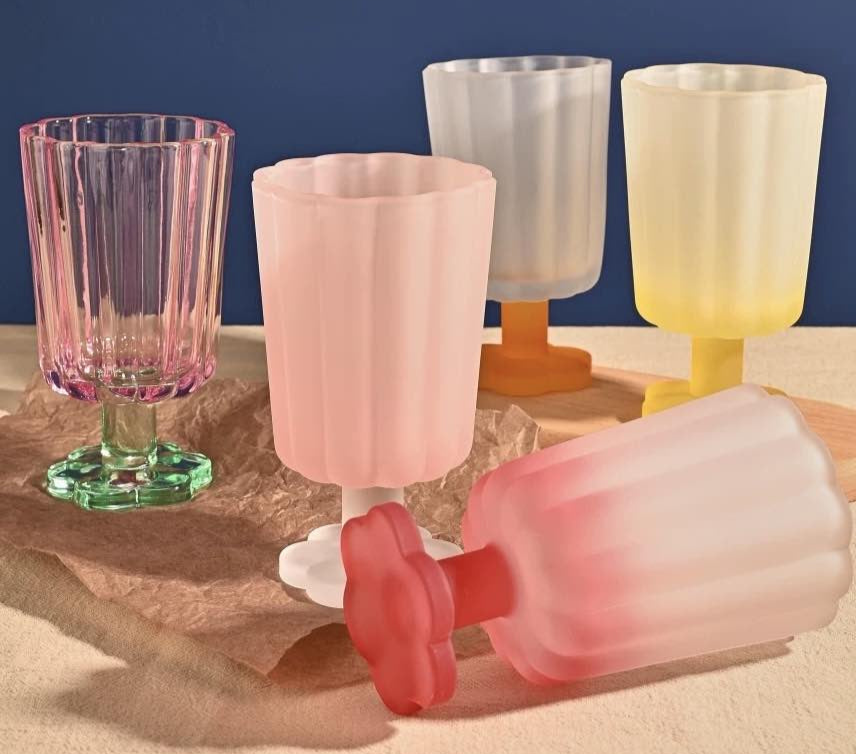 Hand Blown Petal Goblets - Cute Whimsical Colored Wine Glasses