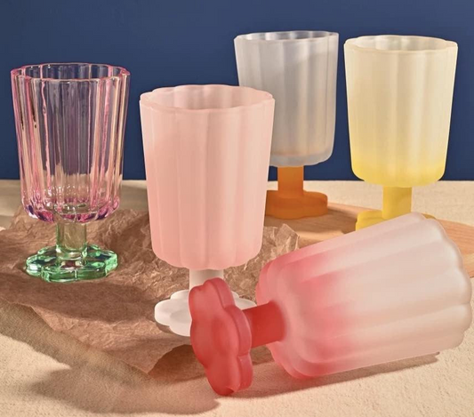 Hand Blown Petal Goblets - Cute Whimsical Colored Wine Glasses