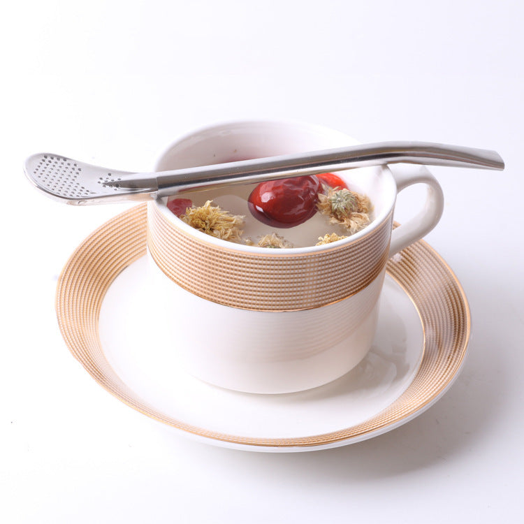 Stainless Steel Straw 304 Coffee Milk Tea Filter Stirrer Spoon Yerba Mate Tea Spoon