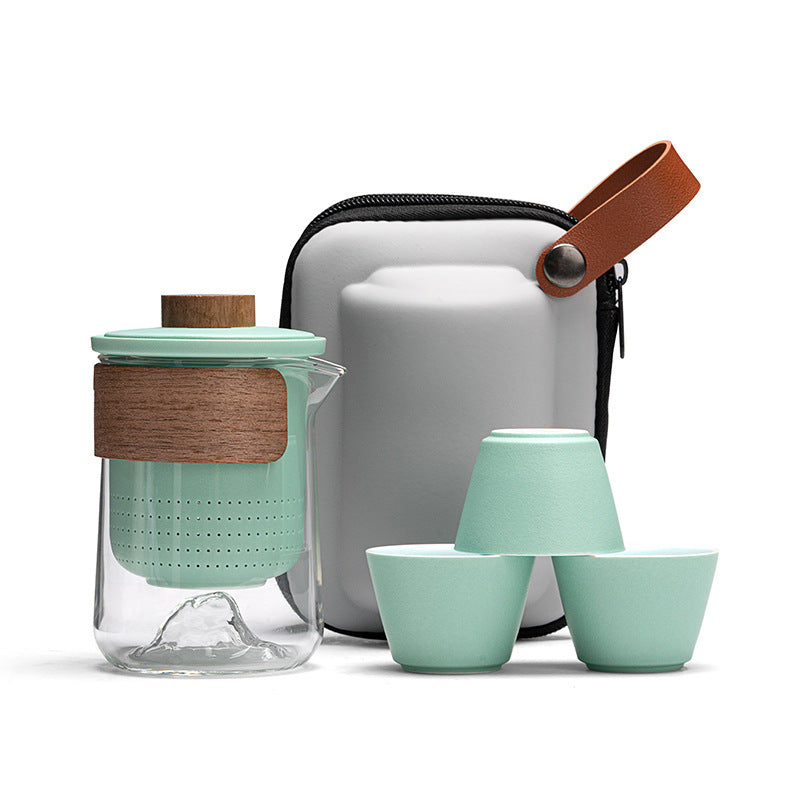 Portable Storage Travel Tea Set Small Set Simple Kung Fu Tea Set Brewing Tea Cups Outdoor Portable Guanshan Quick Cup