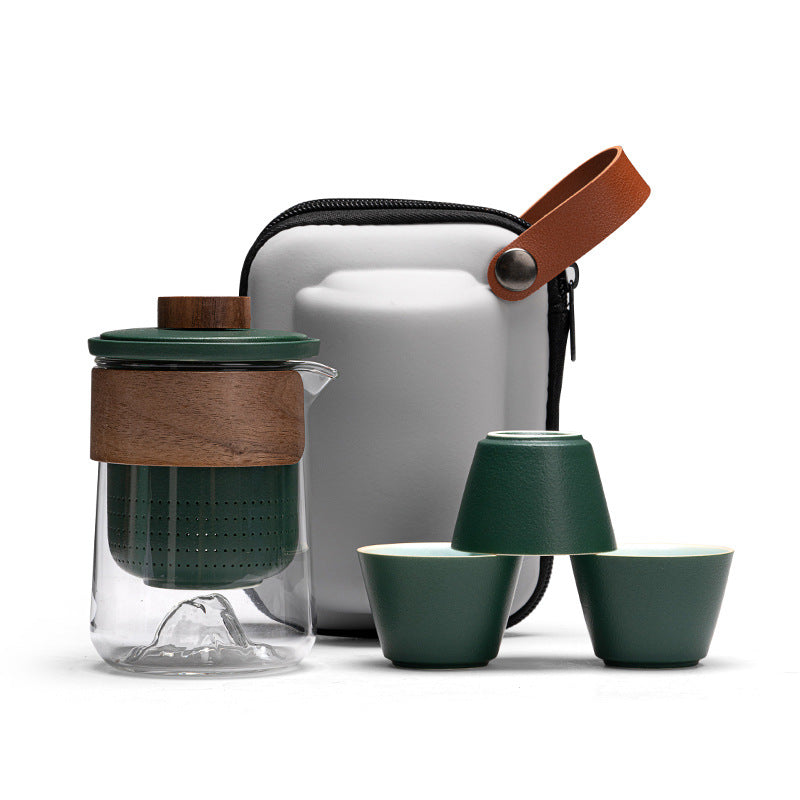 Portable Storage Travel Tea Set Small Set Simple Kung Fu Tea Set Brewing Tea Cups Outdoor Portable Guanshan Quick Cup