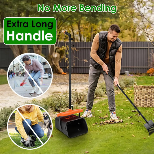 Dog Poop Shovel Tool Kit with Extra Long Handle and Waste Bag Dispenser
