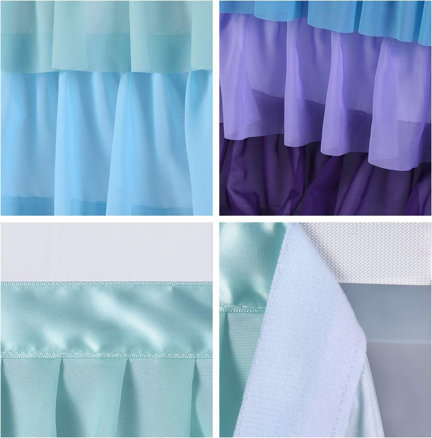 6Ft Mermaid Tablecloth Party Blue Purple Tutu Tulle Table Skirt for Rectangle round Tables Chiffon Table Decorations for Mermaid Birthday Party Baby Shower Ruffle Table Skirting