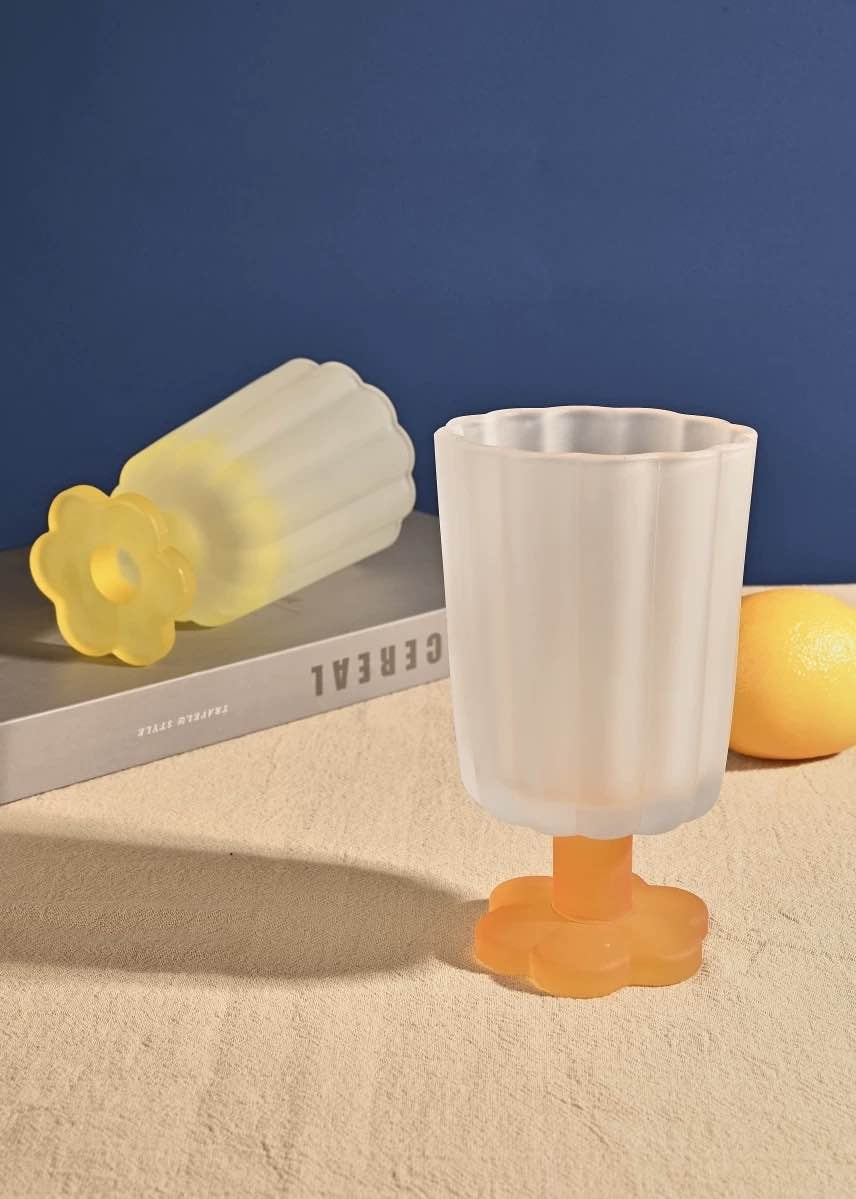 Hand Blown Petal Goblets - Cute Whimsical Colored Wine Glasses