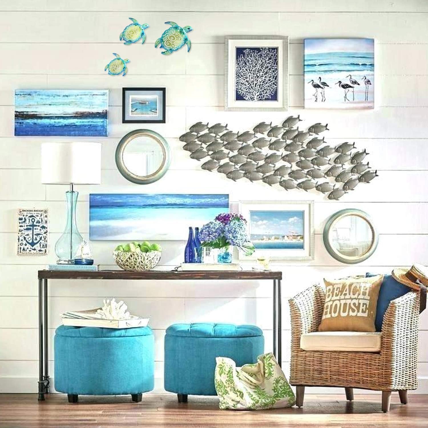 Metal Sea Turtle Decor – Set of 3 Coastal Wall Art