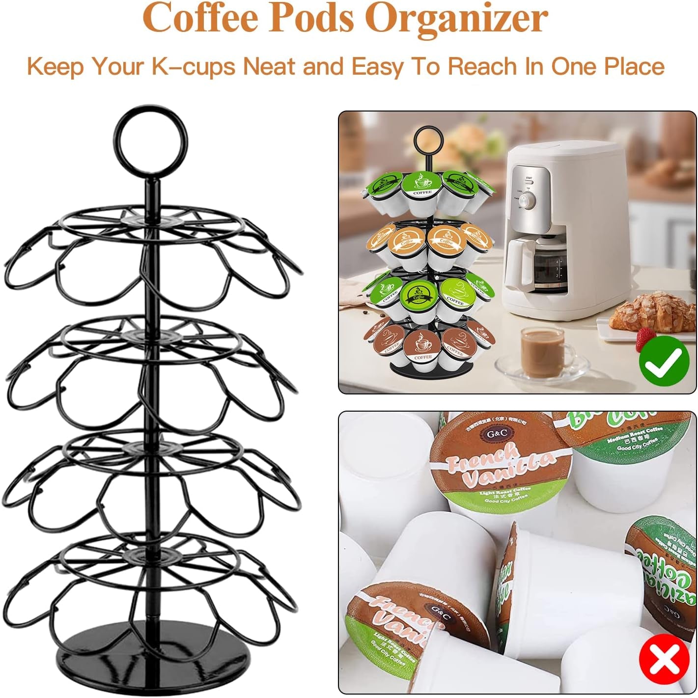 Coffee Pod Holder – 36 Pod Carousel Organizer