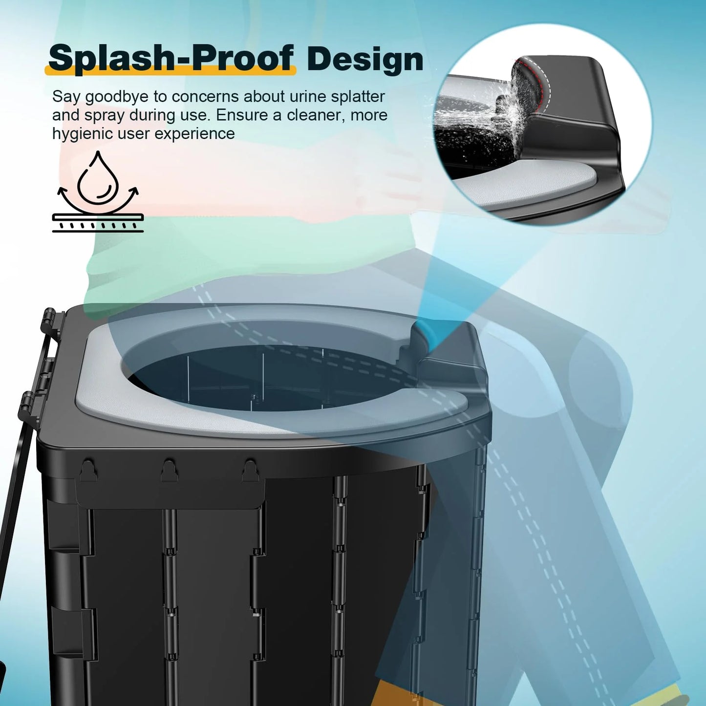 Portable Toilet for Camping, 12.6''*13.6''*12.8'' Foldable Camping Toilet with Waterproof Storage Bag and 15 Pcs Garbage Bag，Portable Toilet with a Load Capacity of 500 Lbs