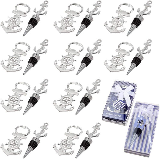 20 Pcs Anchor Bottle Stopper Bottle Opener Return Gifts, Party Favors, Nautical Theme Decor for Baby Shower Wedding Birthday